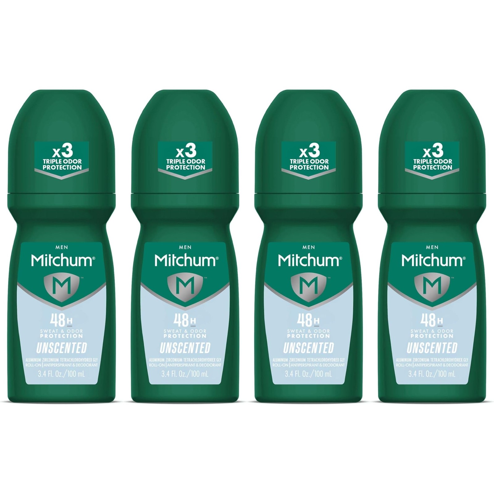 Mitchum Invisible Anti-Perspirant & Deodorant Roll-On, 3.4 Fl Oz (Pack of 4)