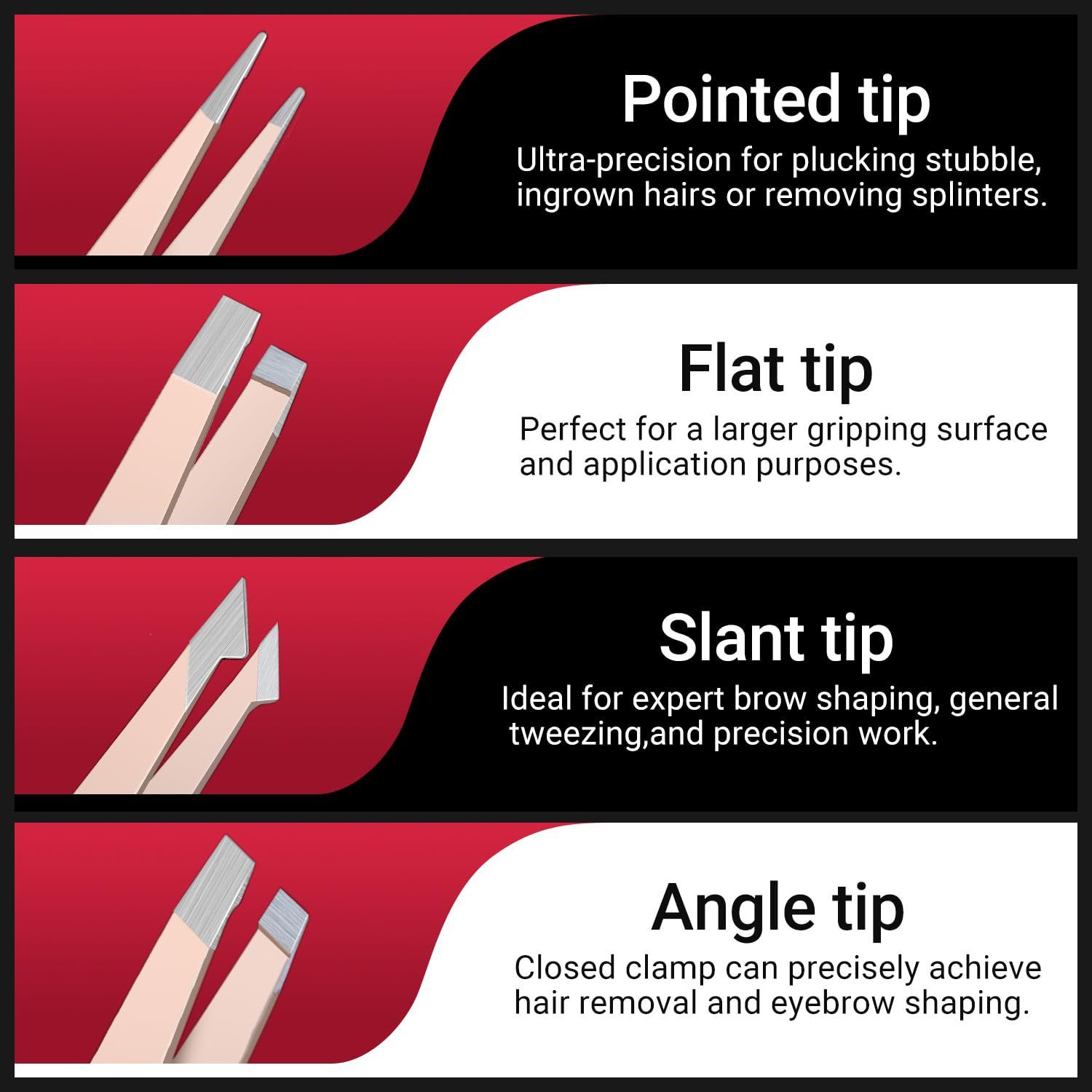 TsMADDTs Tweezers for Women Facial Hair, 8 in 1 Eyebrow Kit with A-pink