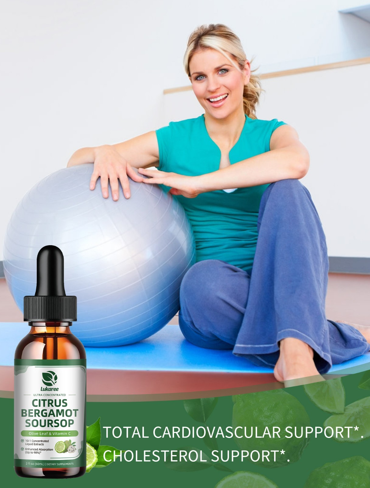 Organic Citrus Bergamot Bergamia Extract 1000 mg Liquid Drops 60ml Soursop