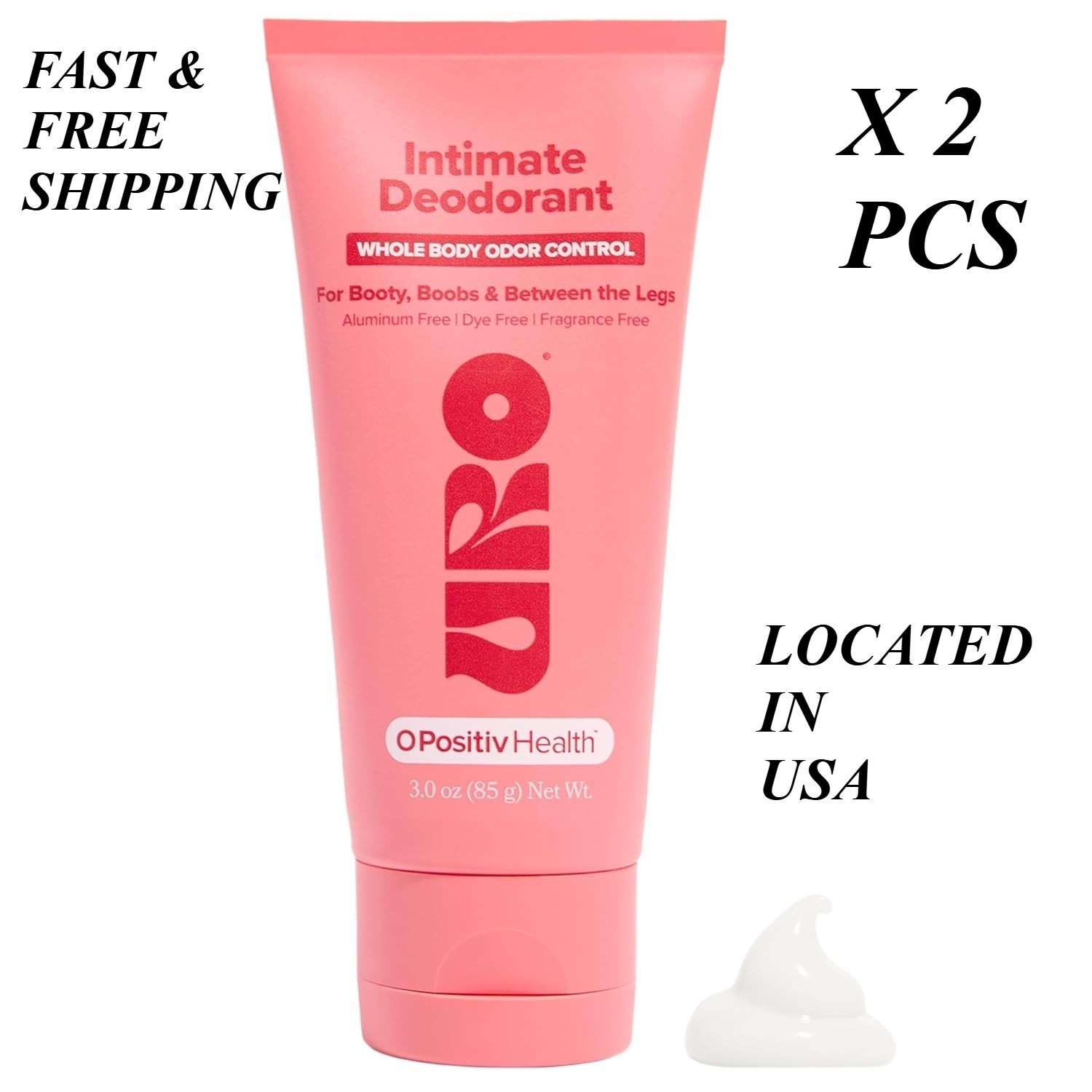 2 PCS– O Positiv URO Intimate Whole Body Deodorant Cream – Dermatologist Tested
