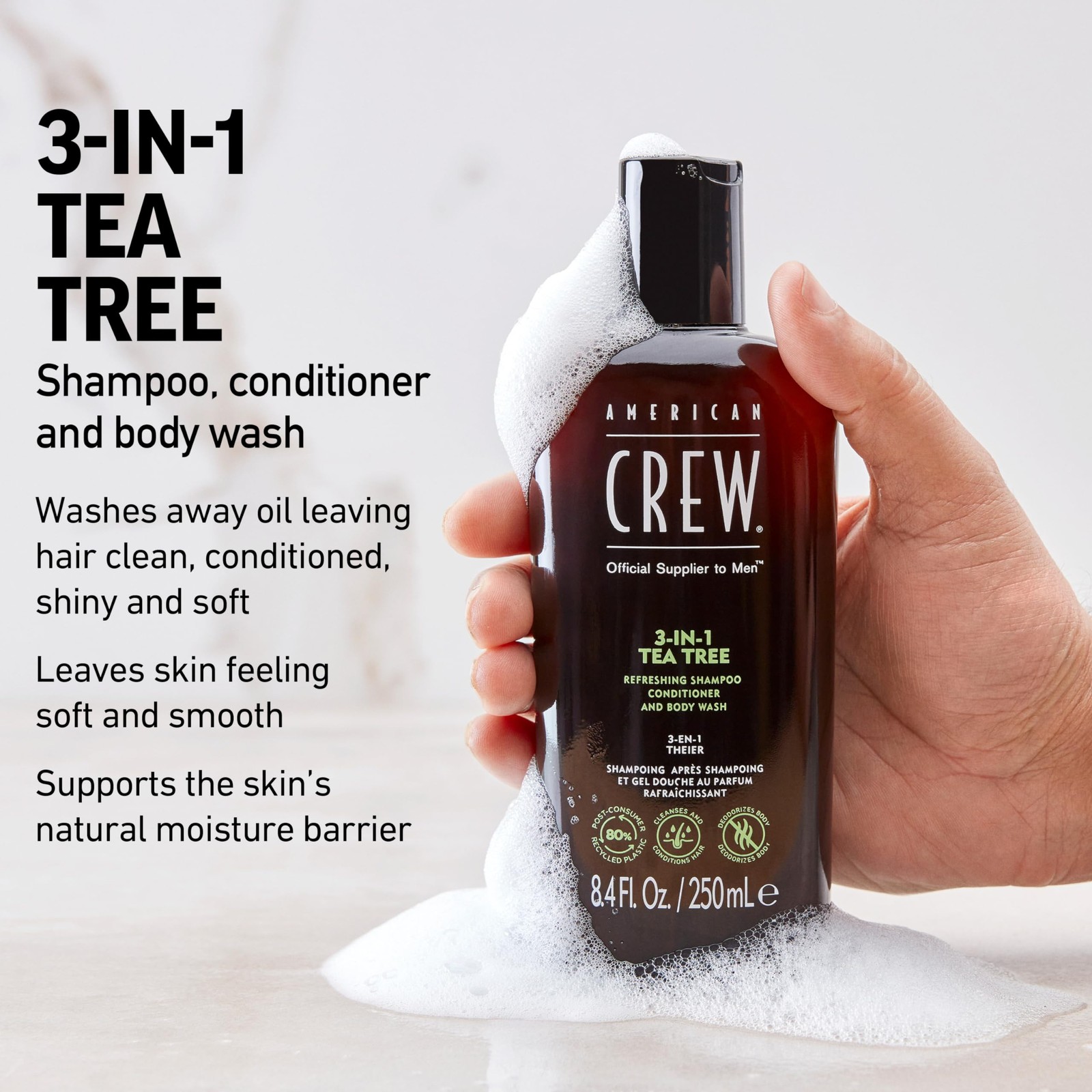 American Crew Shampoo, Conditioner & Body Wash 15.2 Fl Oz (Pack of 1), BLACK