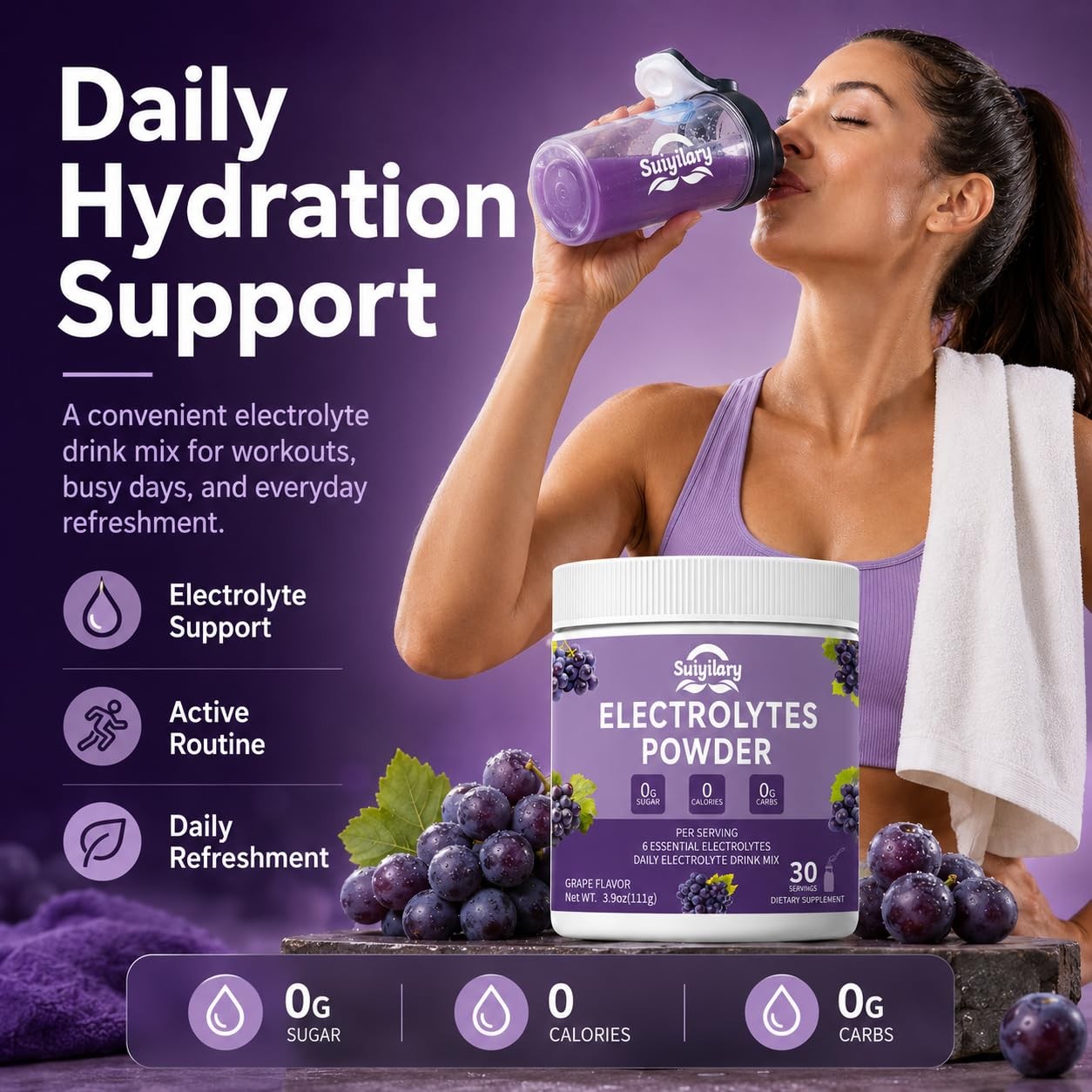 Sugar-Free Electrolyte Powder Drink Mix, Daily Hydration Powder with 6 Key El…