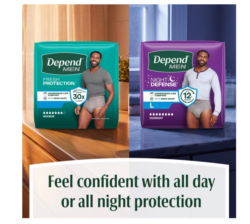 Depend Fresh Protection Incontinence Underwear for Men, Adult Diapers, XL, 68 Ct