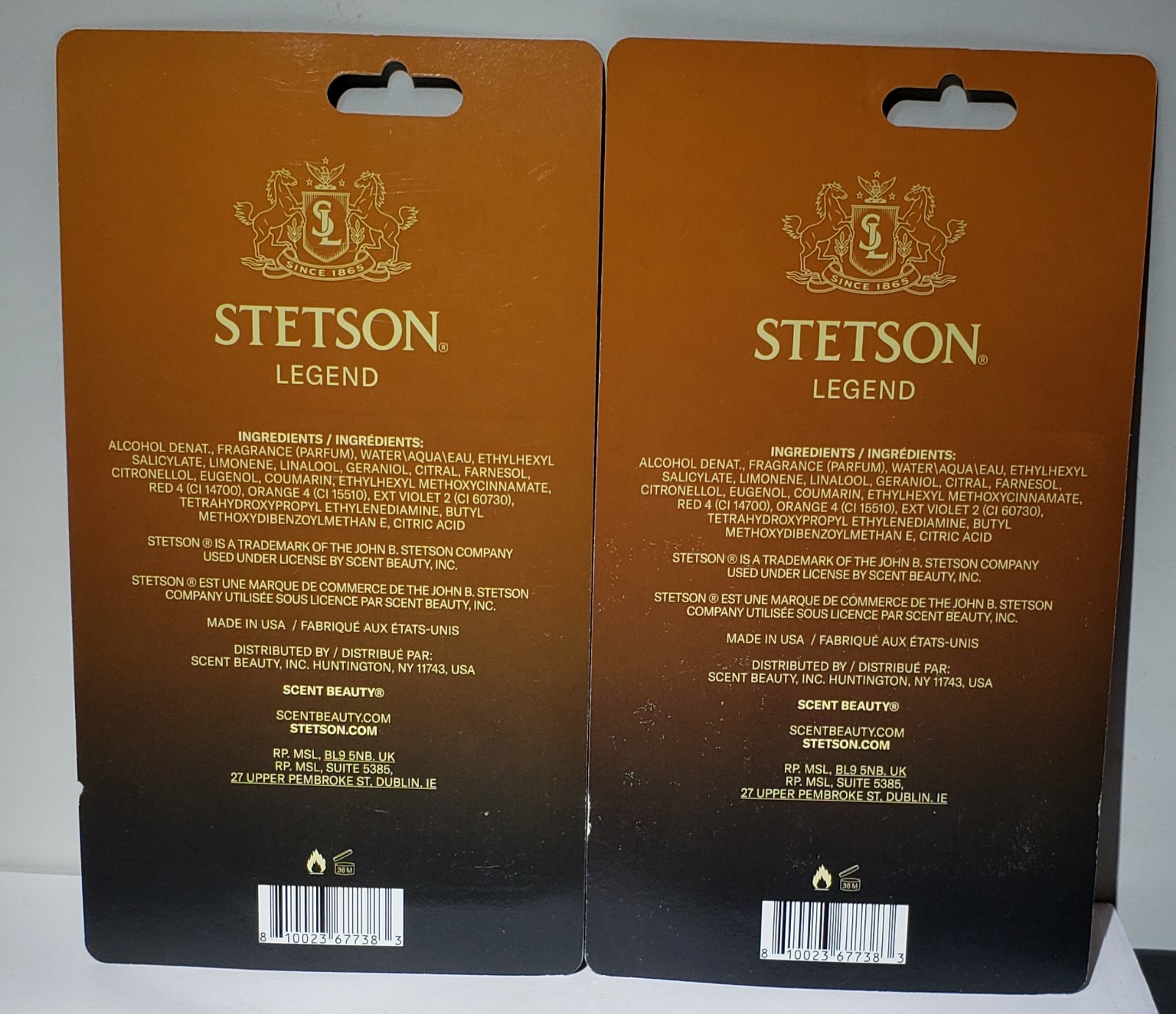 Pair (2) STETSON LEGEND ~ Eau de Toilette EDT Mini Travel Sprays ~ 0.67 oz Each