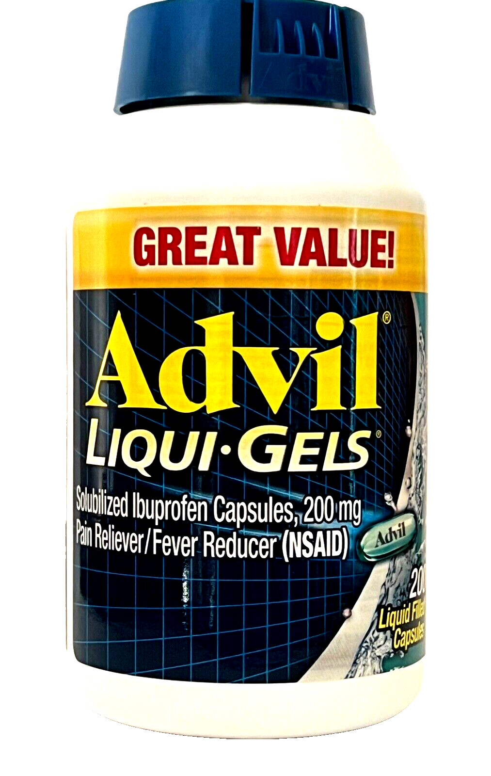 ADVIL 200 COUNT *LIQUI-GELS* 200 MG IBUPROFEN PAIN RELIEVER EXP 11/2027 +