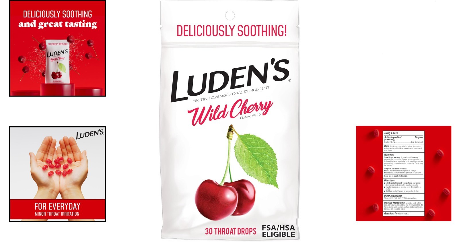 Delicious Wild Cherry Sore Throat Drops – 30 Count, Fast Relief for All Ages