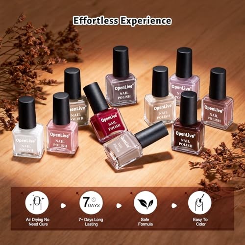 12 PCS Nail Polish Set 10 Color With 2PCS Base and Top Brown Nail Polish Set