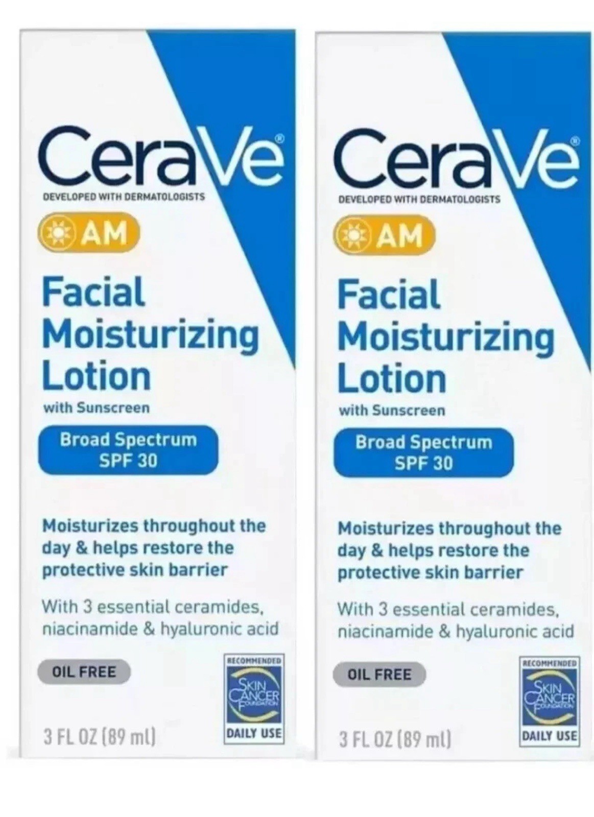 2 pack 3 Oz – CeraVe AM Facial Moisturizing Lotion with Sunscreen SPF 30
