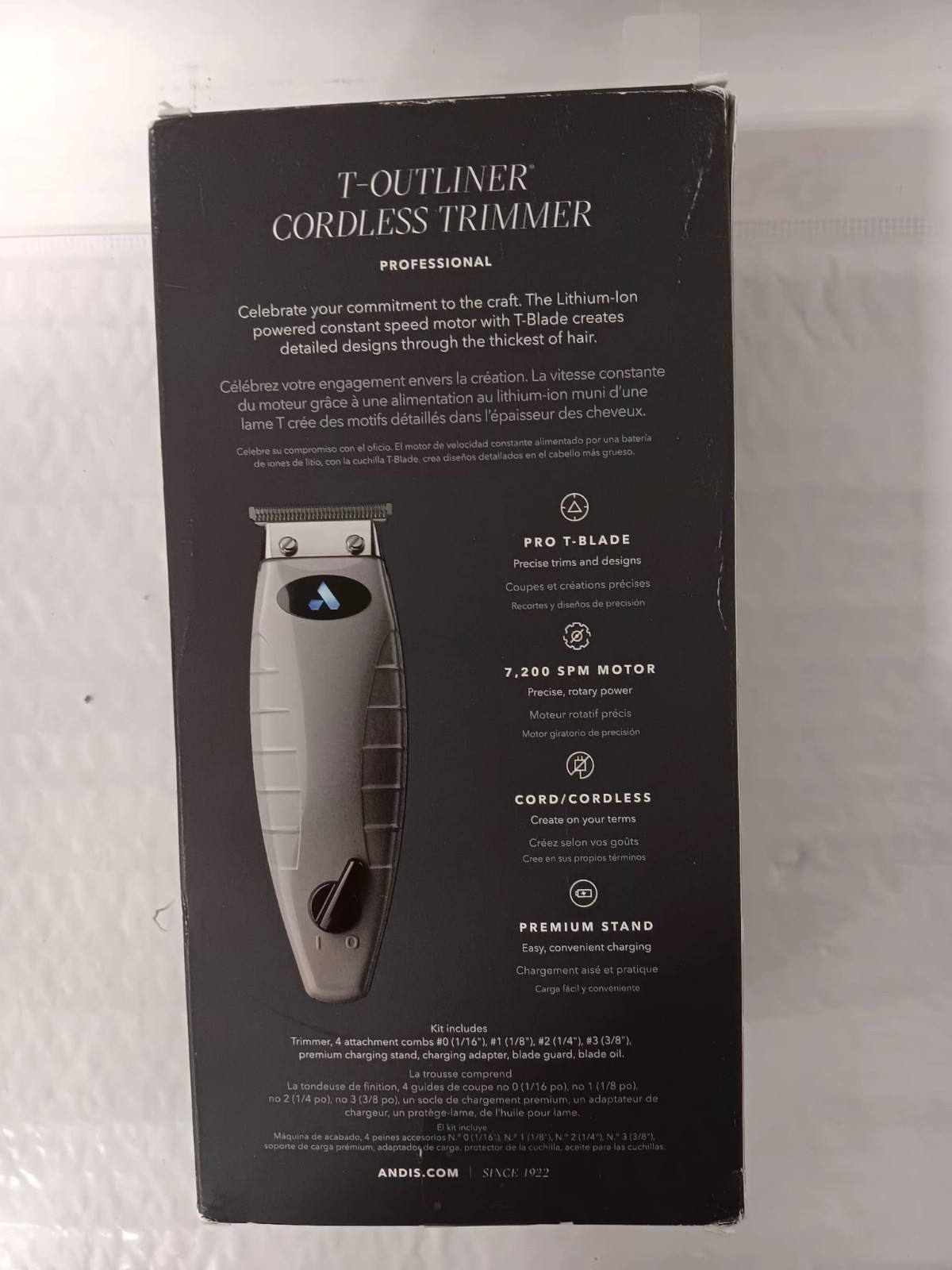 Andis Cordless T-Outliner Trimmer #74055–Zero-Gap T-Blade Li-Ion Power Fast Ship