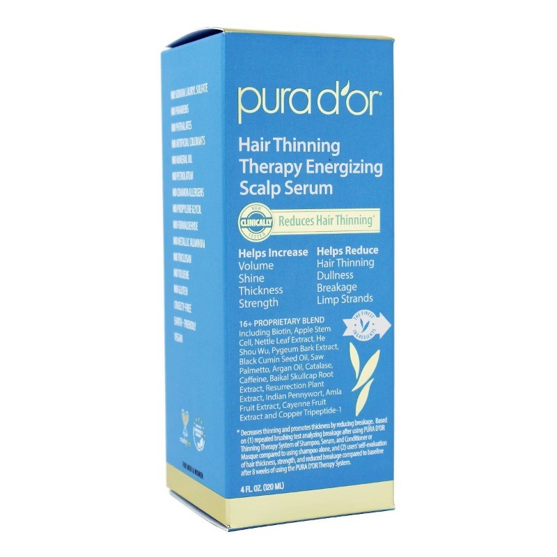 Pura d’or Hair Thinning Therapy Energizing Scalp Serum – 4 fl oz: Thickening