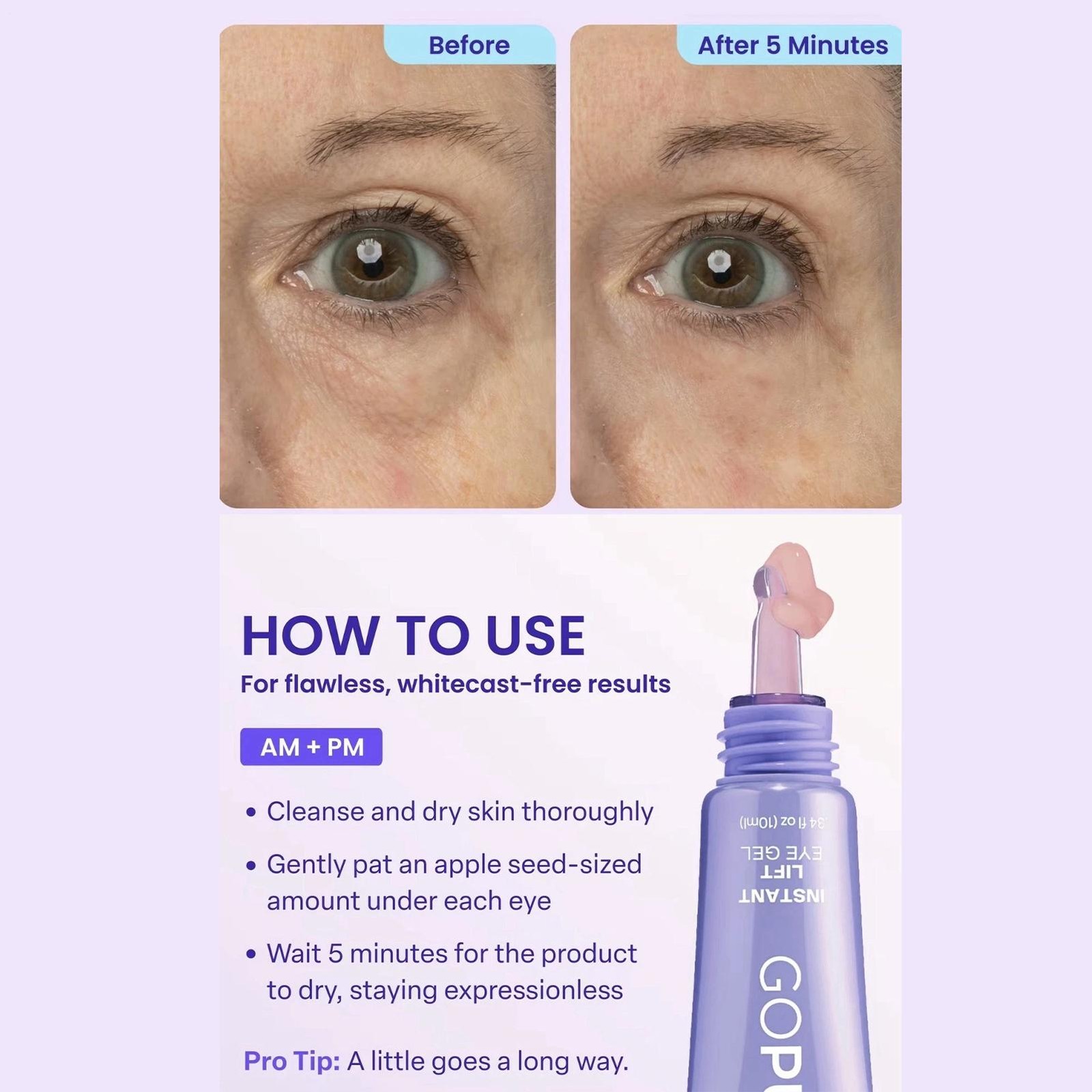 [Go Pure] Instant Lift Eye Gel NEW PRODUCT Depuffs Tightens Lifts 0.34 Oz NIB
