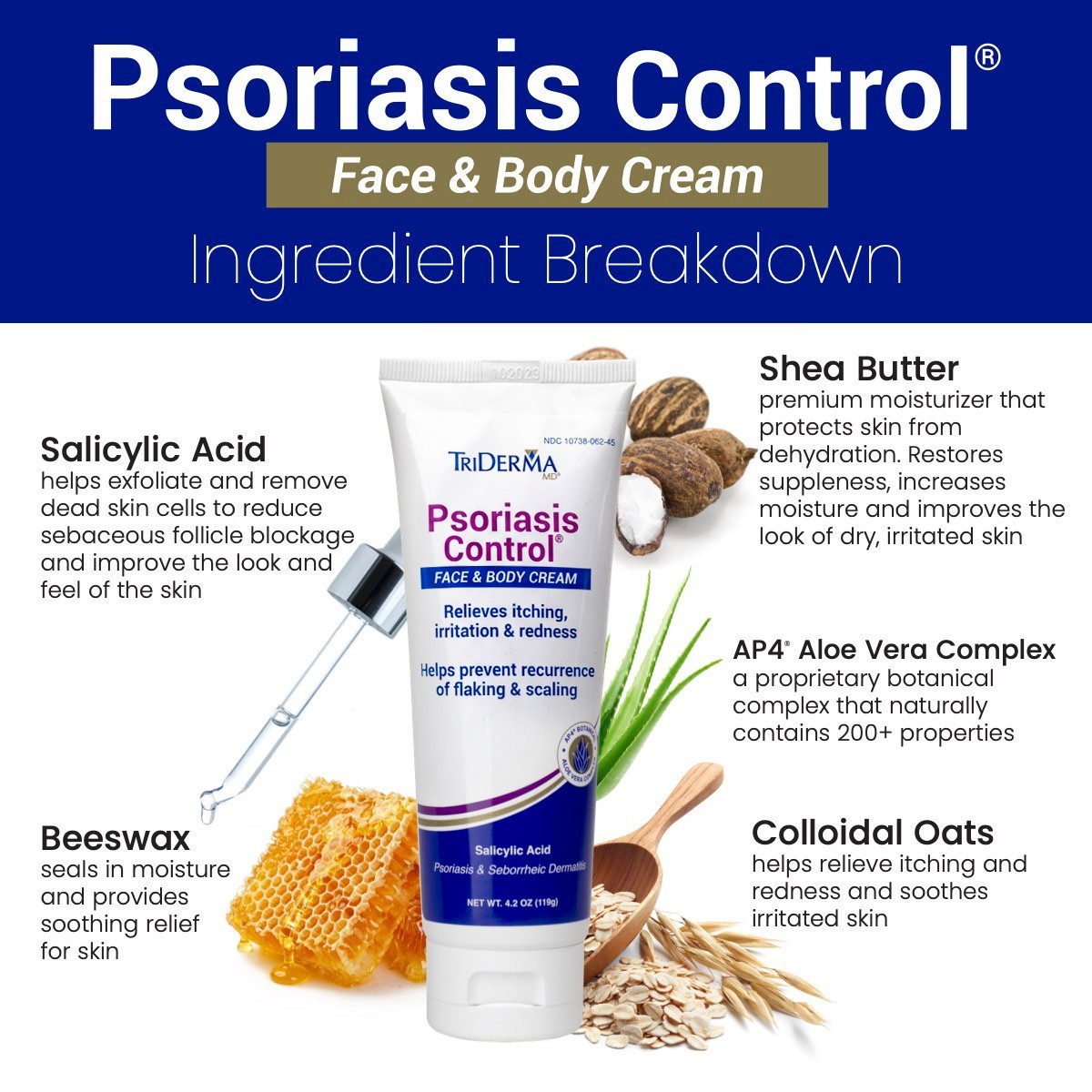 TriDerma Psoriasis Control Face and Body Cream, Cortisone-Free 4.2 Ounces