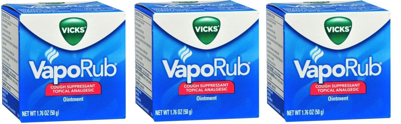 Vicks VapoRub Original Cough Suppressant, Topical Analgesic Ointment 50 GM:3pack