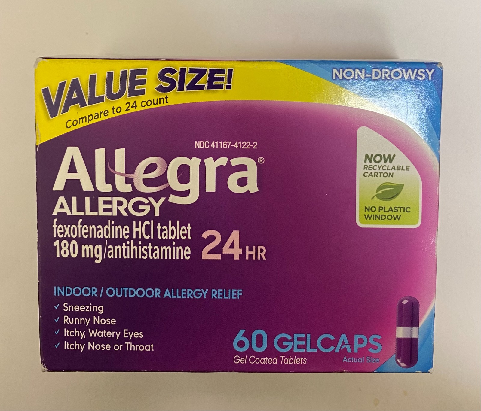 Allegra 180 mg 24-Hour Allergy Relief Gelcaps 60 Count – EXP 12/2026