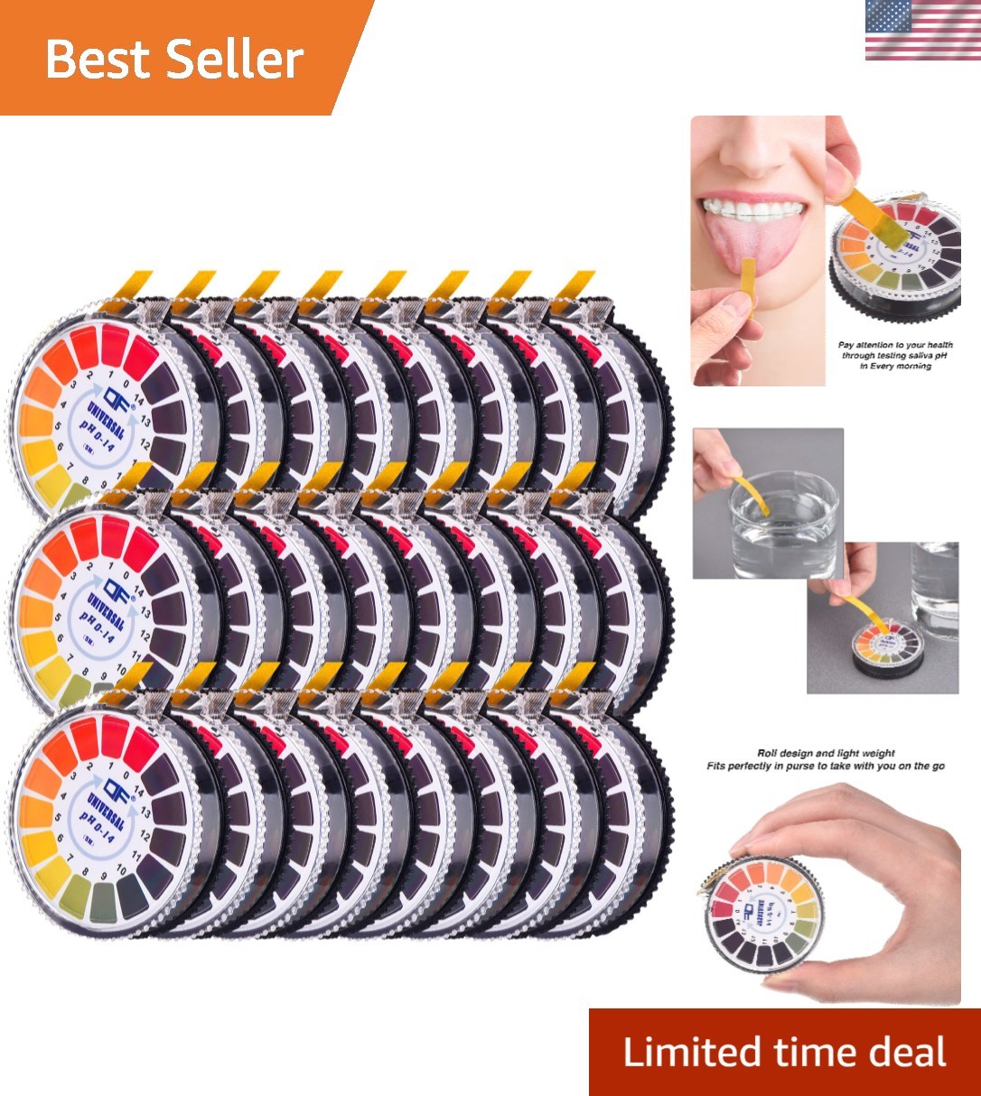 Universal Ph Paper Strips Ph Strips Roll, Measure Full Range 0-14 Each 16.4…