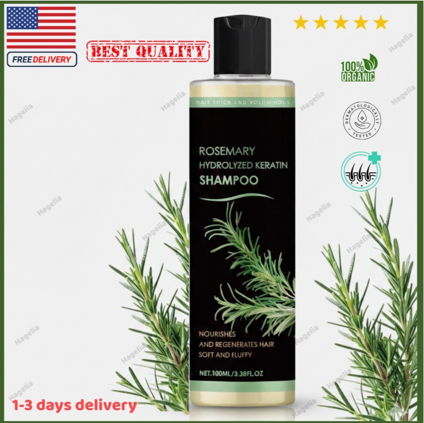 Tgideas Organic Rosemary Hair Growth Shampoo for Women and Men-Natural Thicke