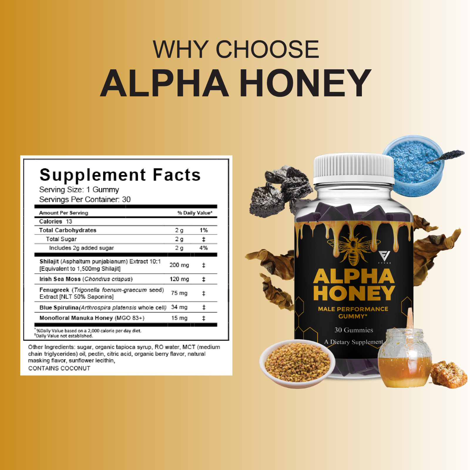 (3 Pack) Alpha Honey Performance Gummies, AlphaHoney Supplement (90 Gummies)