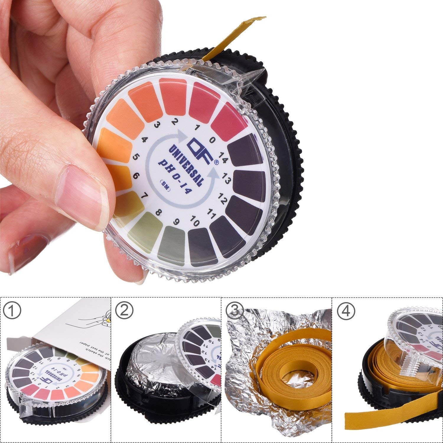 Universal Ph Test Strips Roll, Full Range 0-14, 100 Strips, Ph Test Paper