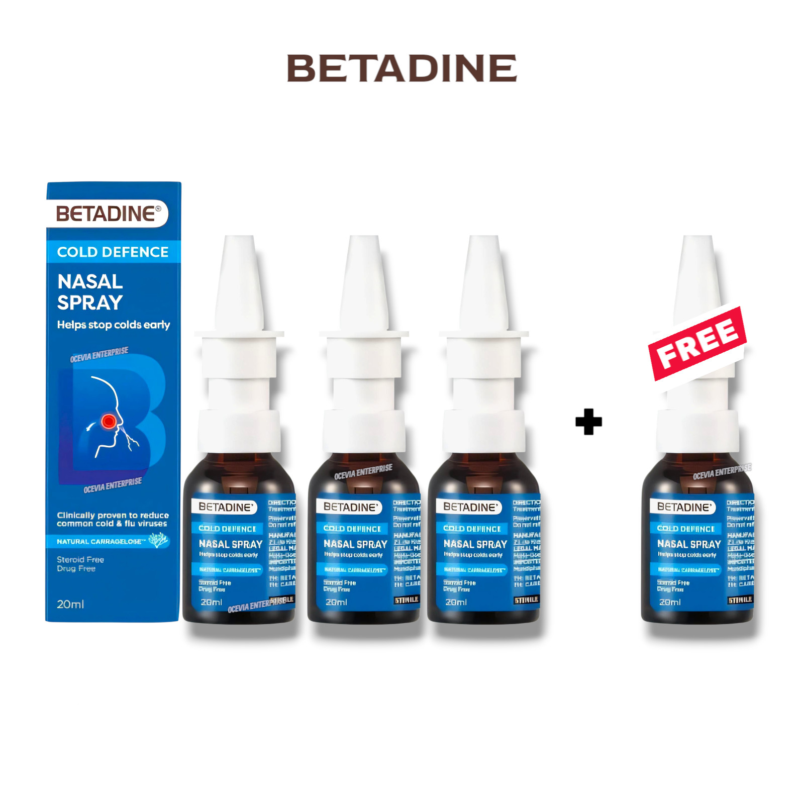 BUY 3 FREE 1 Betadine Adult Cold Defence Nasal Spray 20ml Adult Nasal Care