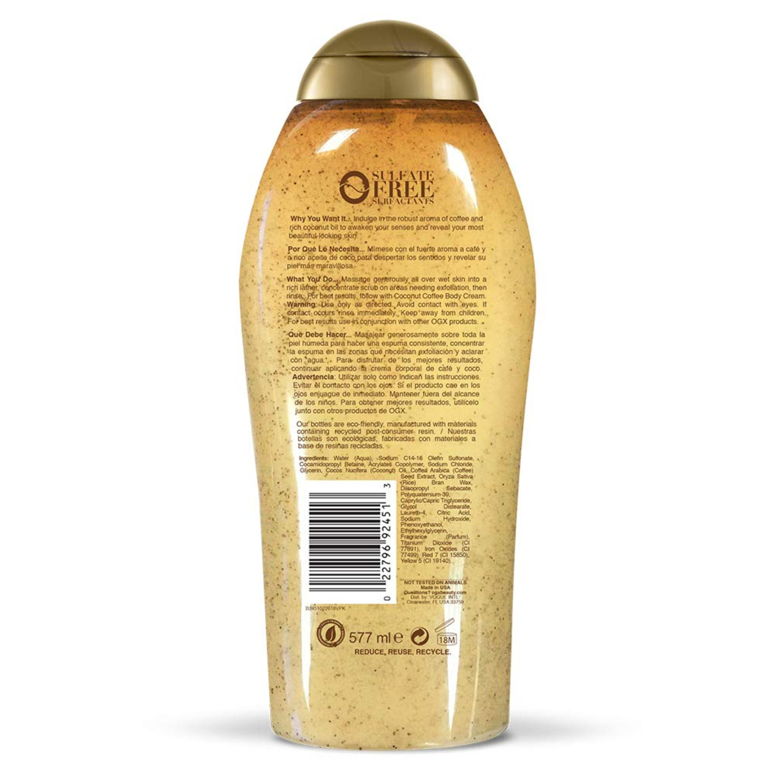 OGX Coconut Coffee Body Scrub with Arabica Coffee, 19.5 Fl Oz