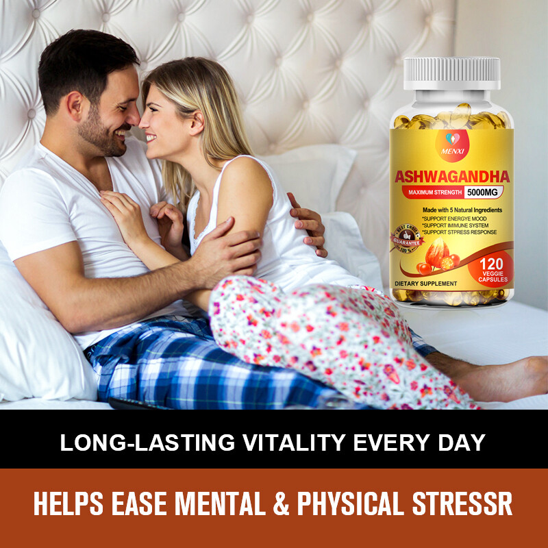 Organic Ashwagandha Capsules 5000mg Strong Stress & Adrenal Support 120 Capsules