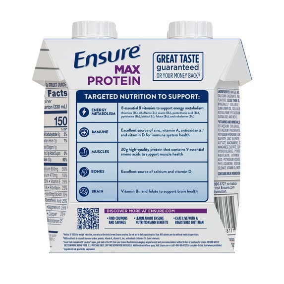 Ensure Max Protein Shake, 30g Protein, Creamy Strawberry, 11 fl oz, 4 Pack