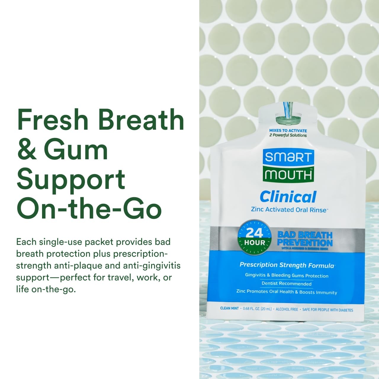 SmartMouth Clinical Zinc Activated Mouthwash Single Packs – On-the-Go Mouth R…