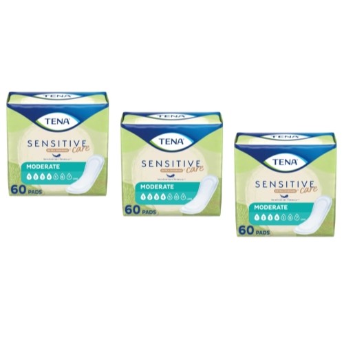 Tena Intimates Moderate Long Incontinence Pads For Women, 60 Count – Pack of 3