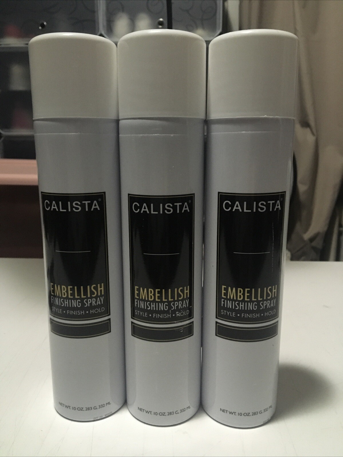 3 PACK Calista Embellish Finishing Hairspray Style-Finish-Hold – 10 oz New
