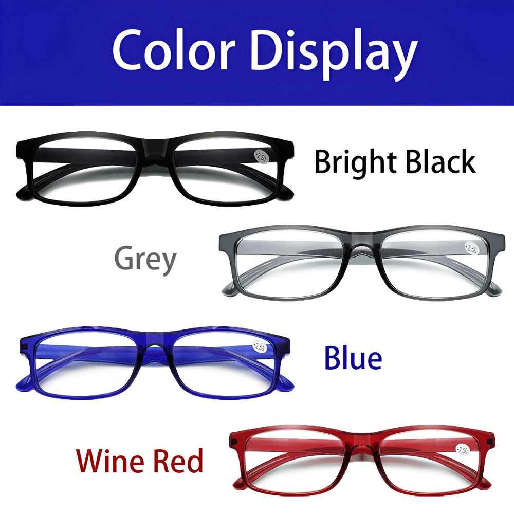 4 Pair Rectangular Power Reading Reader Glasses For Mens Womens 1-3