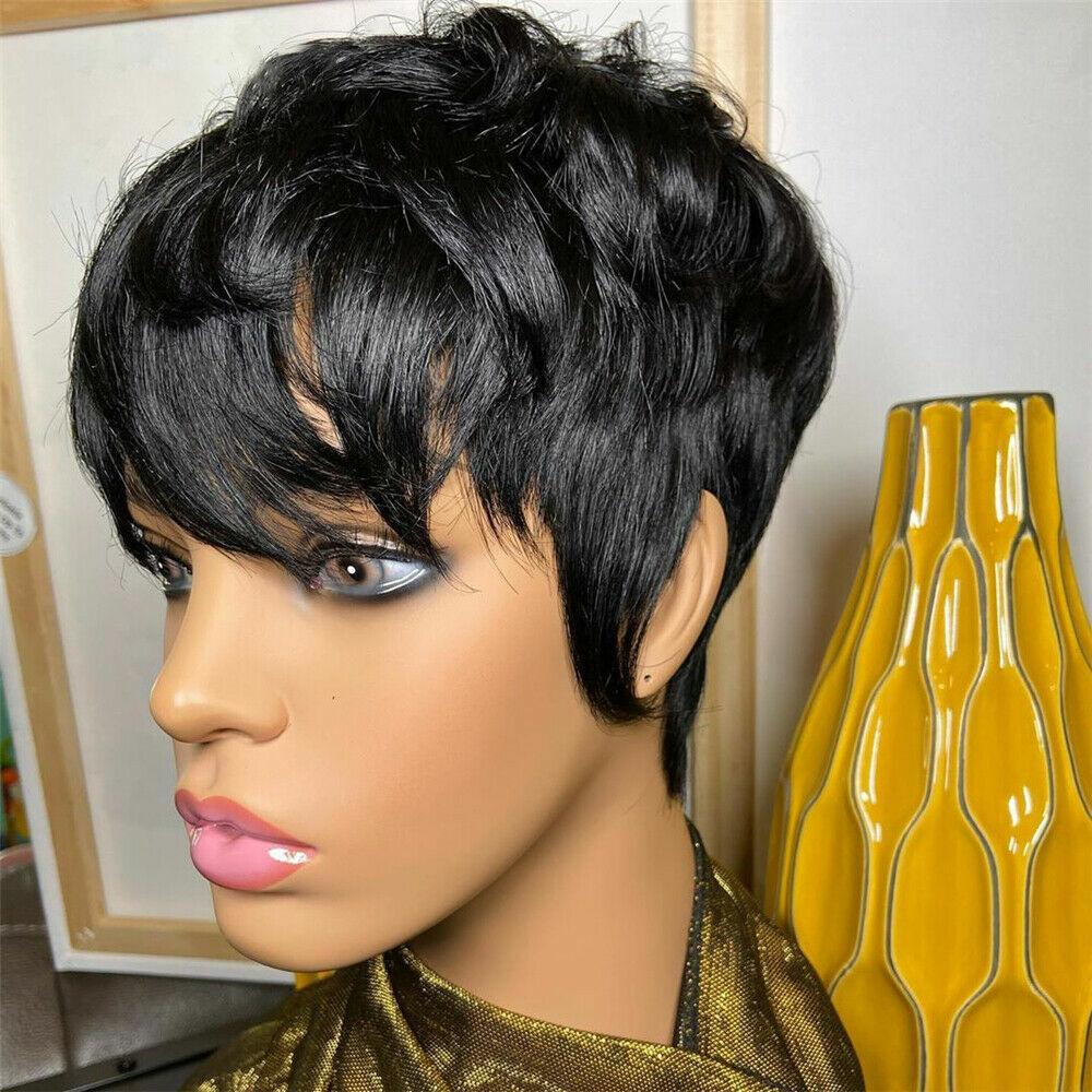 Pixie Cut Human Hair Wigs Short Pixie Wig None Lace Front Wigs Boy Cut Straight