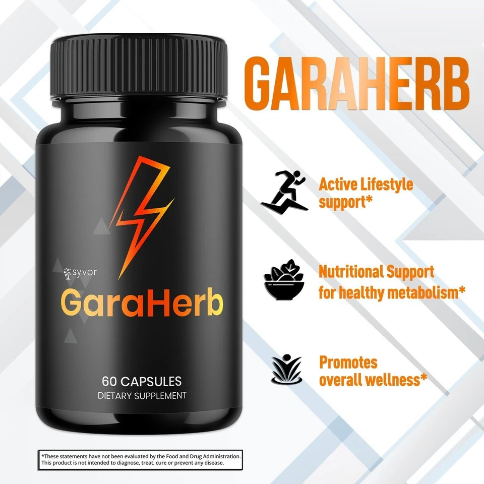 GaraHerb Advanced Energy & Fitness Support Capsules 60 Caps FS, Pack of 2.