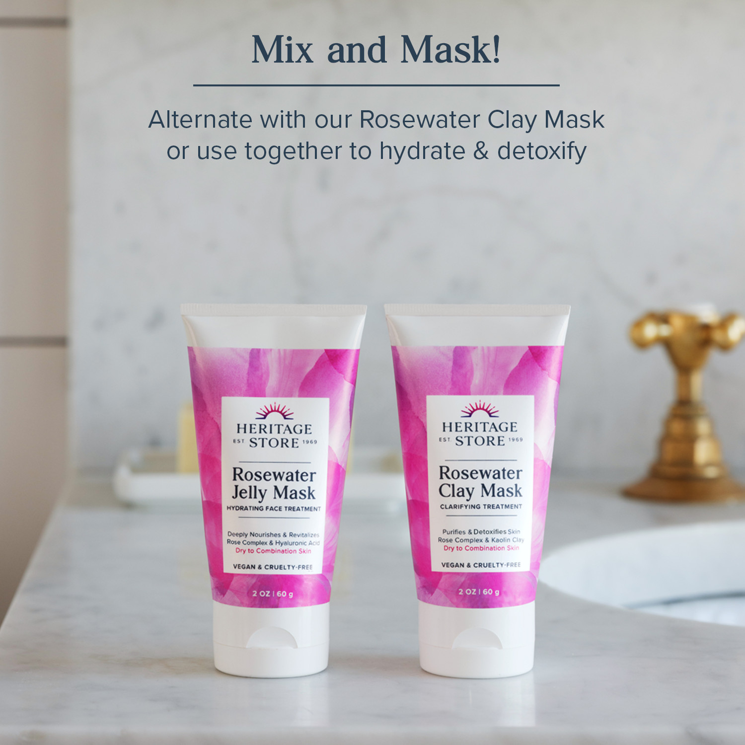 Heritage Store Rosewater Jelly Mask, Hydrating Facial Treatment for Dry