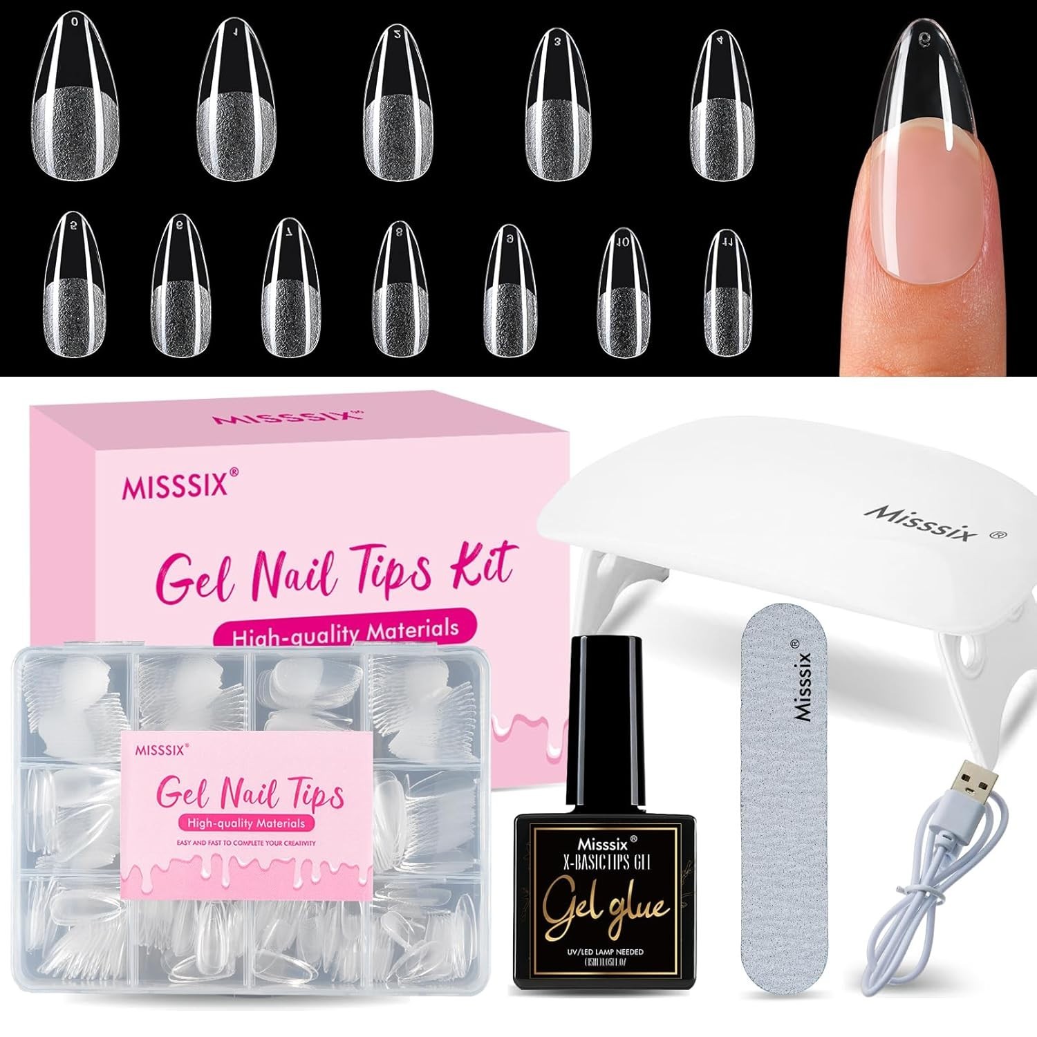 216Pcs Pre-Etched Gel Nail Tips – Medium Almond with Easy Application System