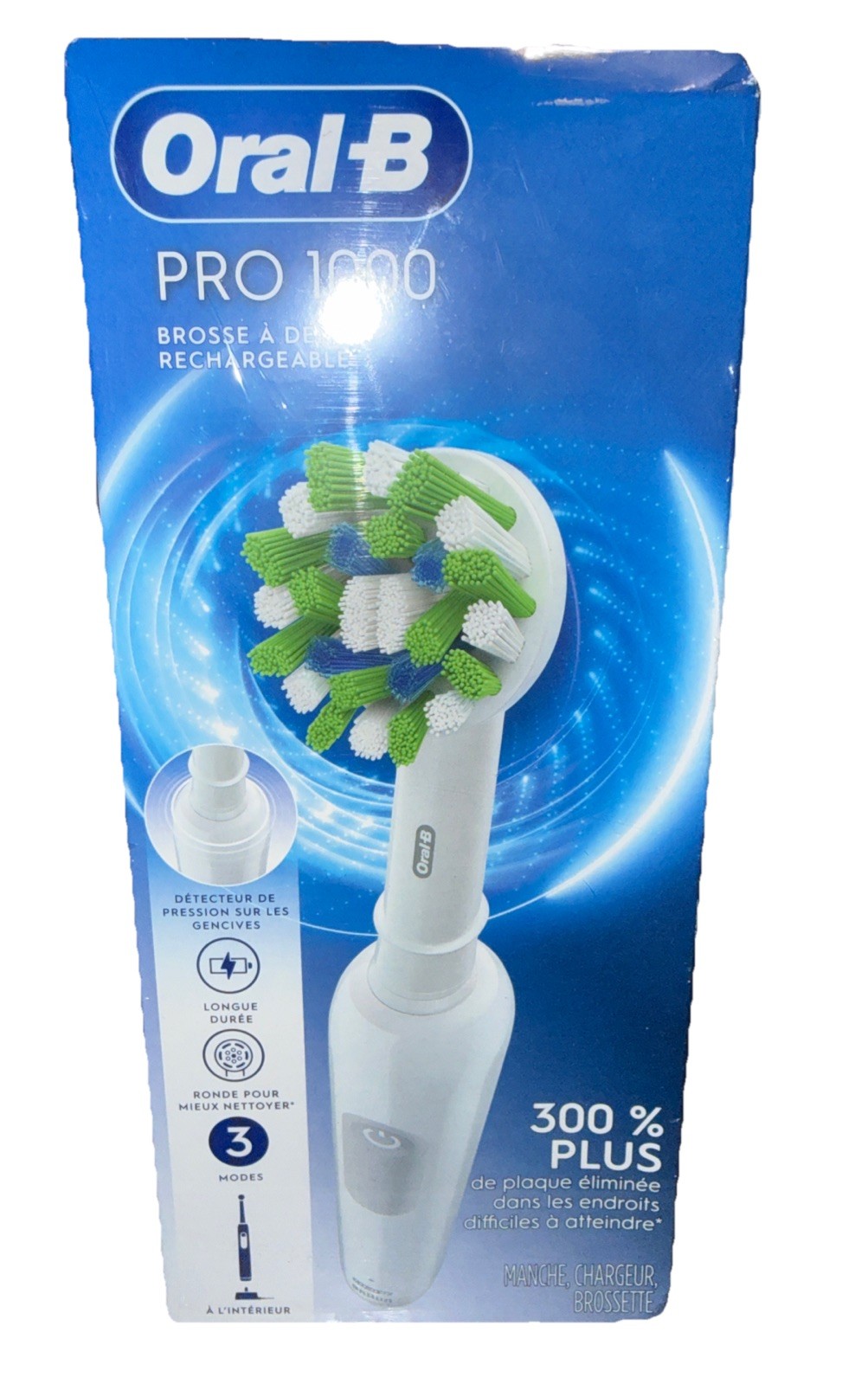 Oral-B Pro 1000 Rechargeable Toothbrush Handle / Charger / Brush – White