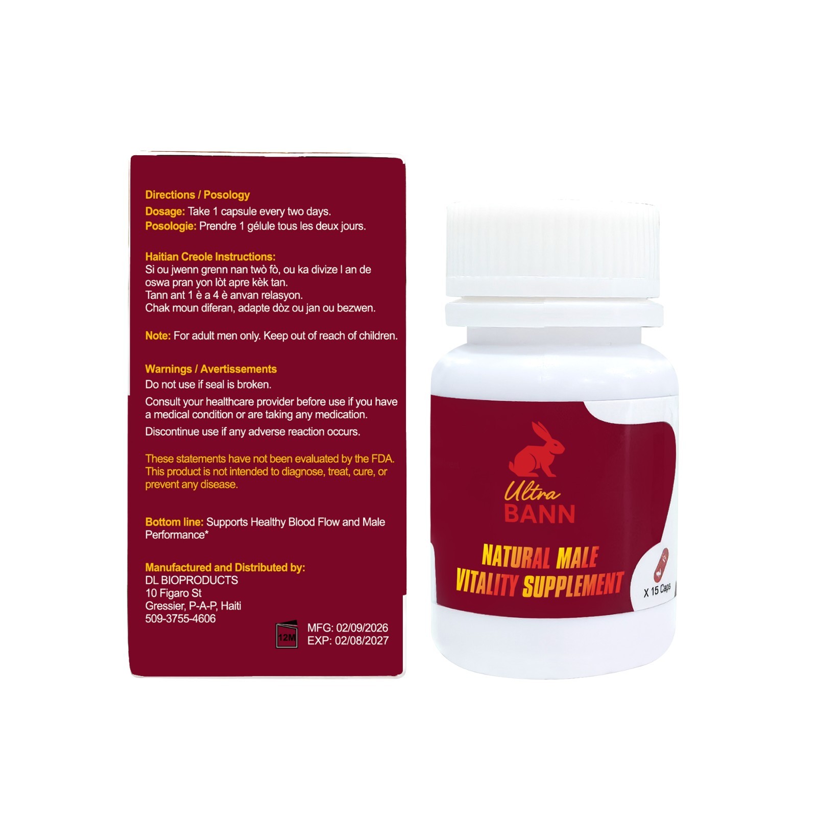 Ultra Bann Men’s Performance | 1 Cap = 2 Days | Premium 30-Day Formula 40+