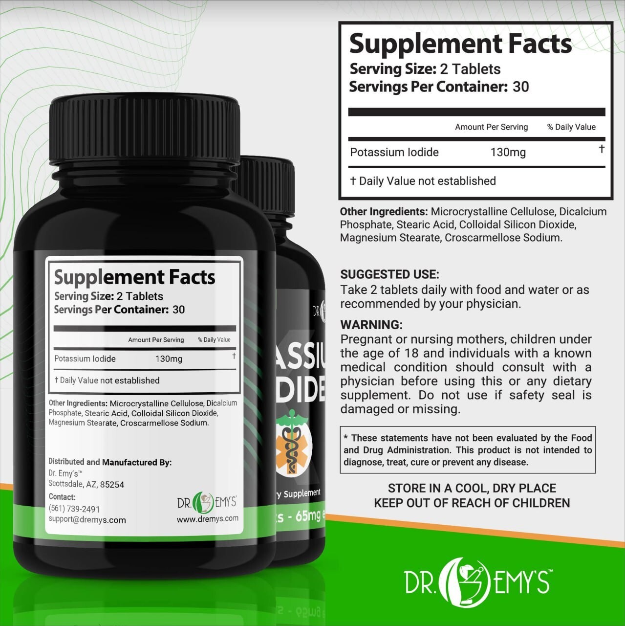 (3PK) – Potassium + Iodide Pills Tablets☆130 mg Supplement☆Survival Kit Fallout