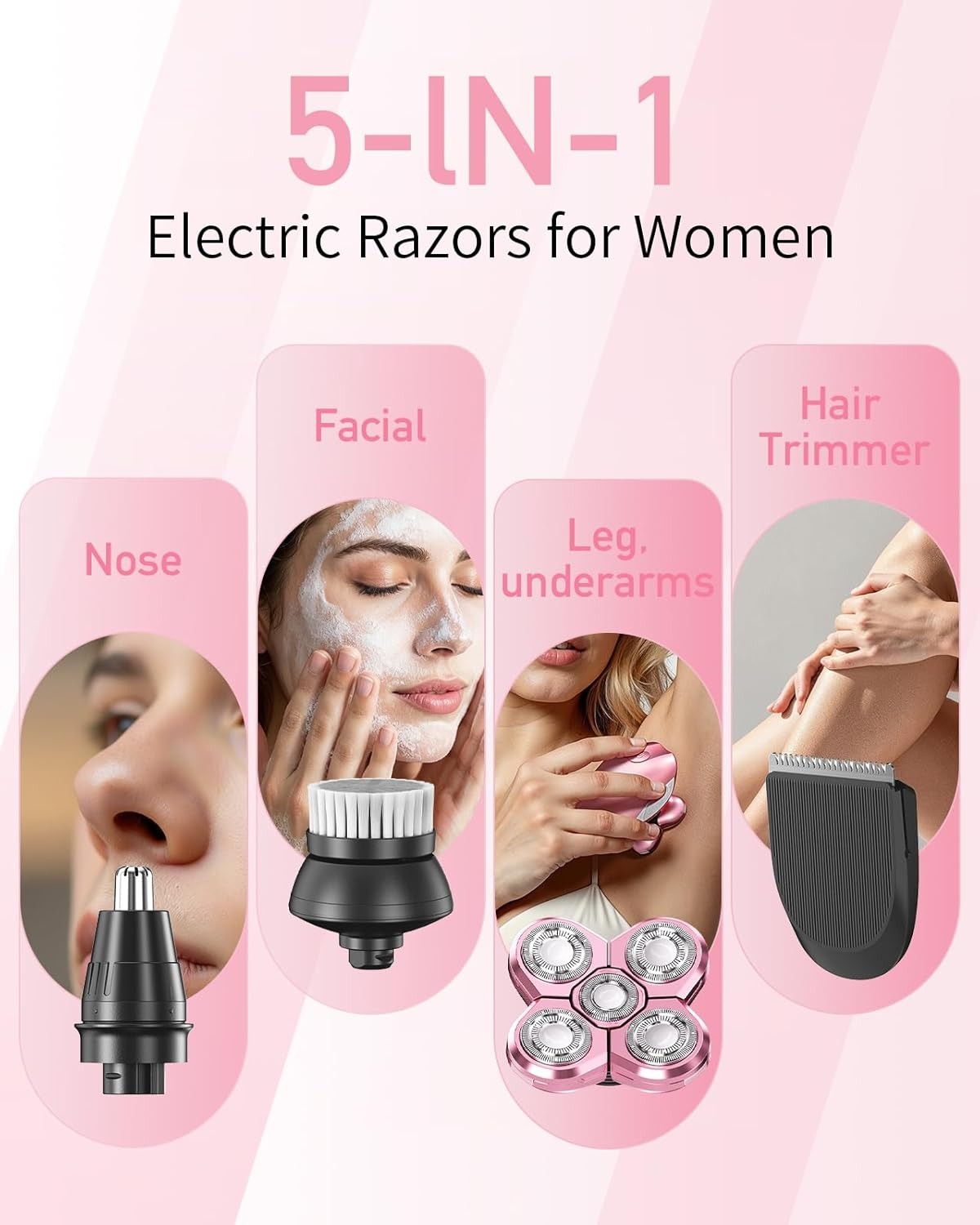 Electric Razors for Women 5-in-1 Multi-Function Womens Razor with LED Display US