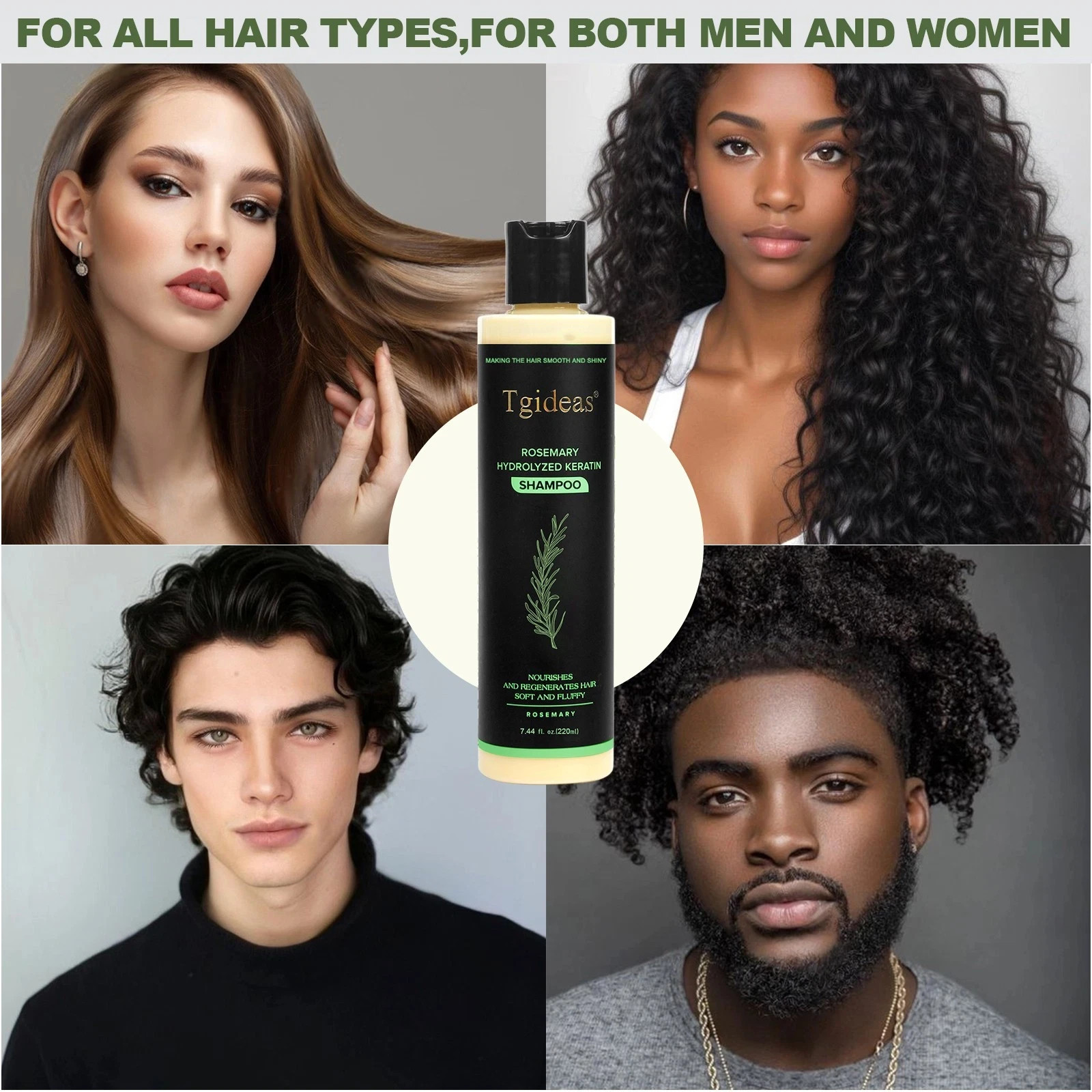 Tgideas Full Best Anti-Hair Loss Solutions Natural Hair growth Rosemary shampoo