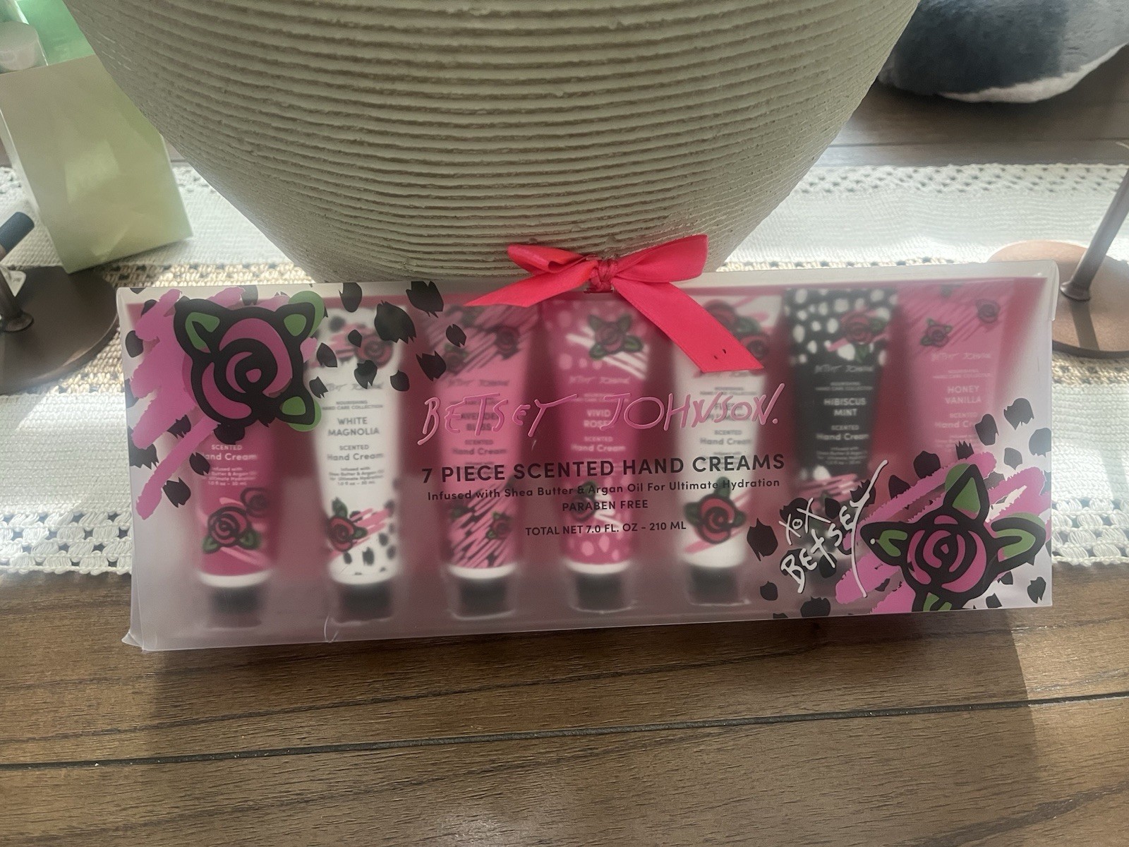 Betsey Johnson 7-Piece Scented Hand Cream Set Shea Butter Argan Oil 7 fl oz