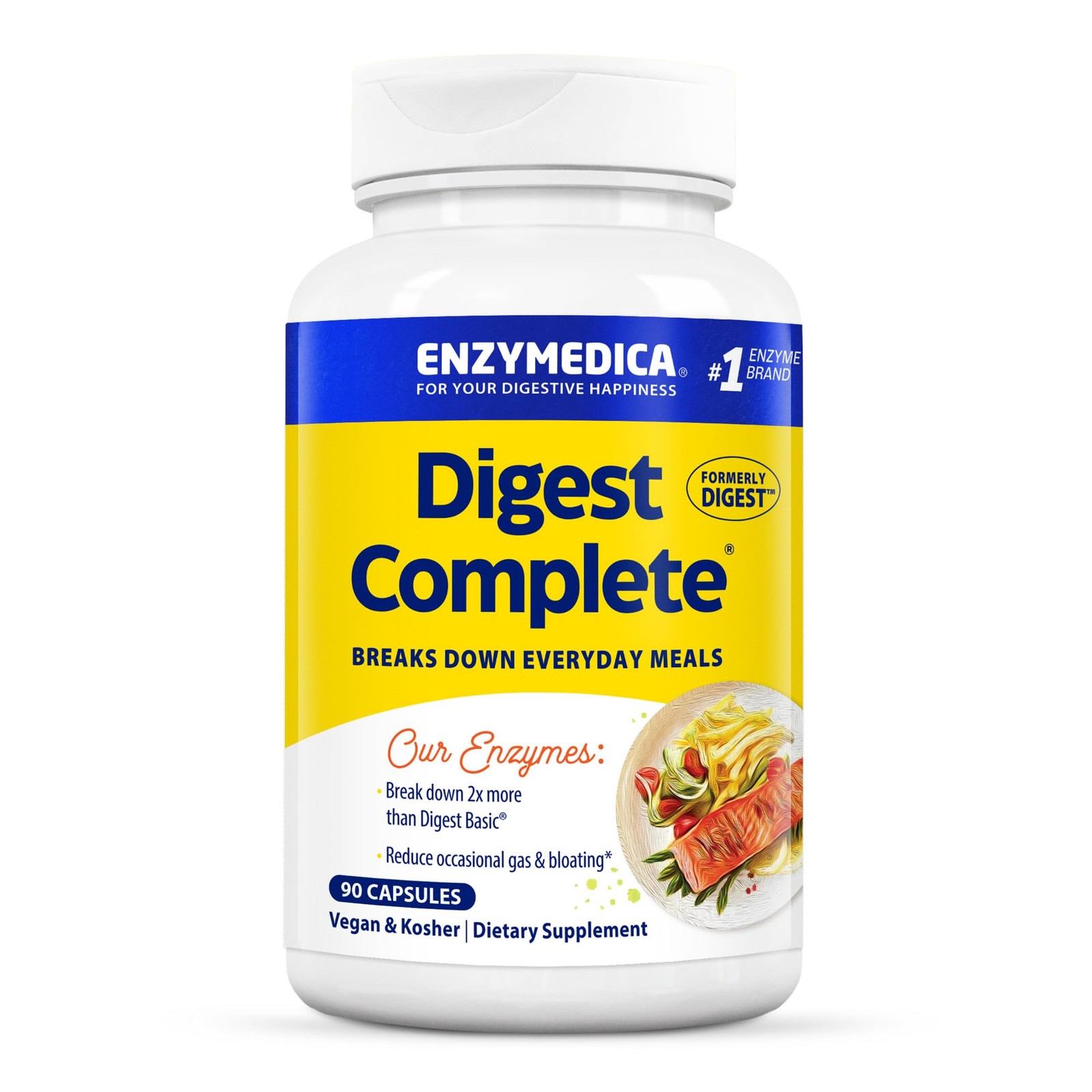 Enzymedica Digest Full-Range Everyday Digestive Enzymes Gas Bloating Relief 90 C