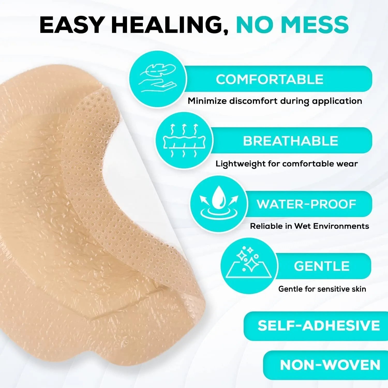 MedVance Silicone Bordered Adhesive Sacral Wound Dressing, 7″x 7″, Box of 5
