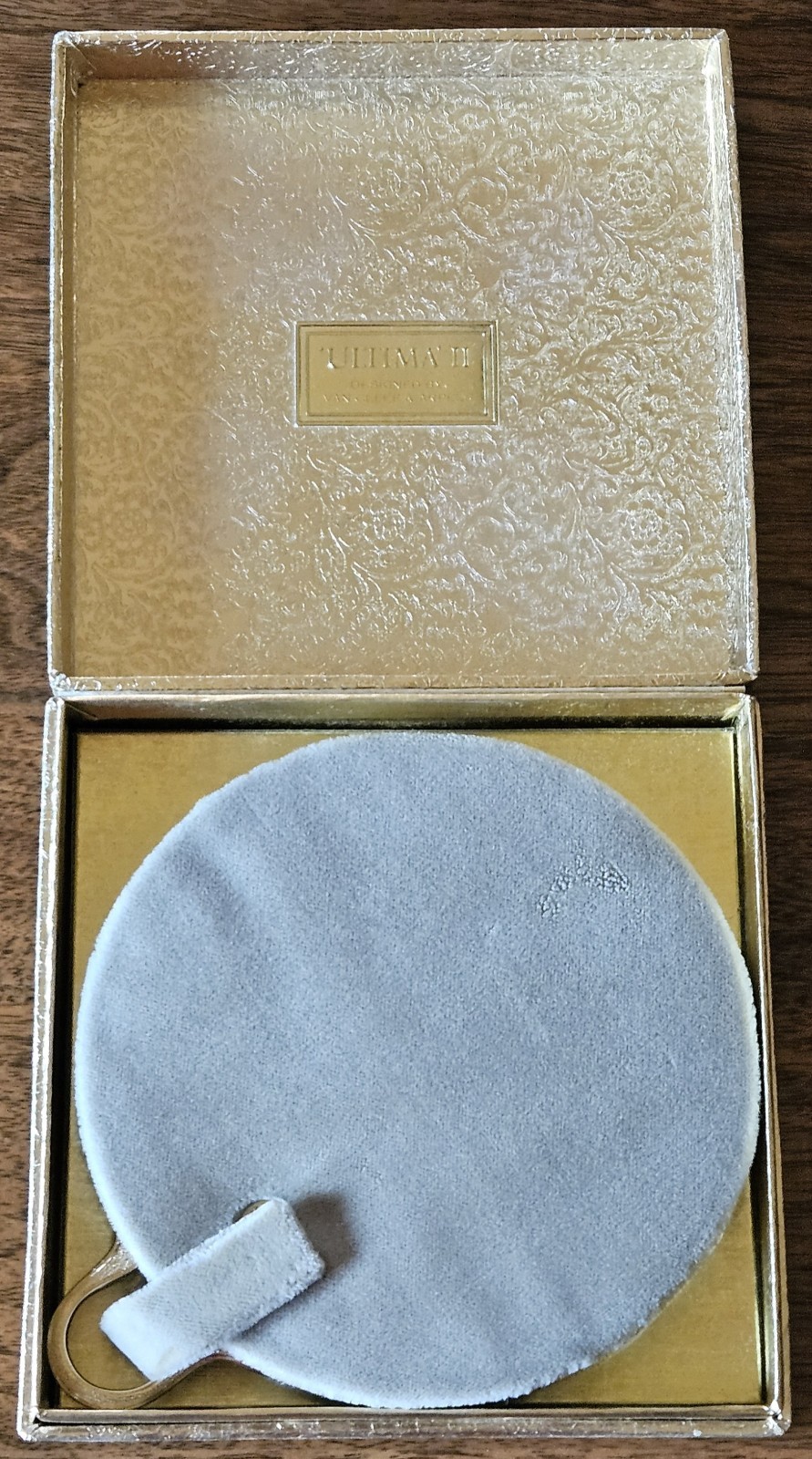 Vintage Ultima II Revlon Enamel Handmirror w/Velvet Sack and Gold Box SEE NOTE