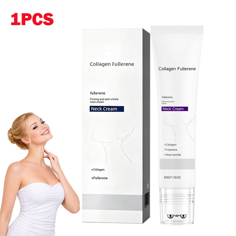 Magec Collagen Fullerene Neck Cream Firming Tightening with Roller 50g