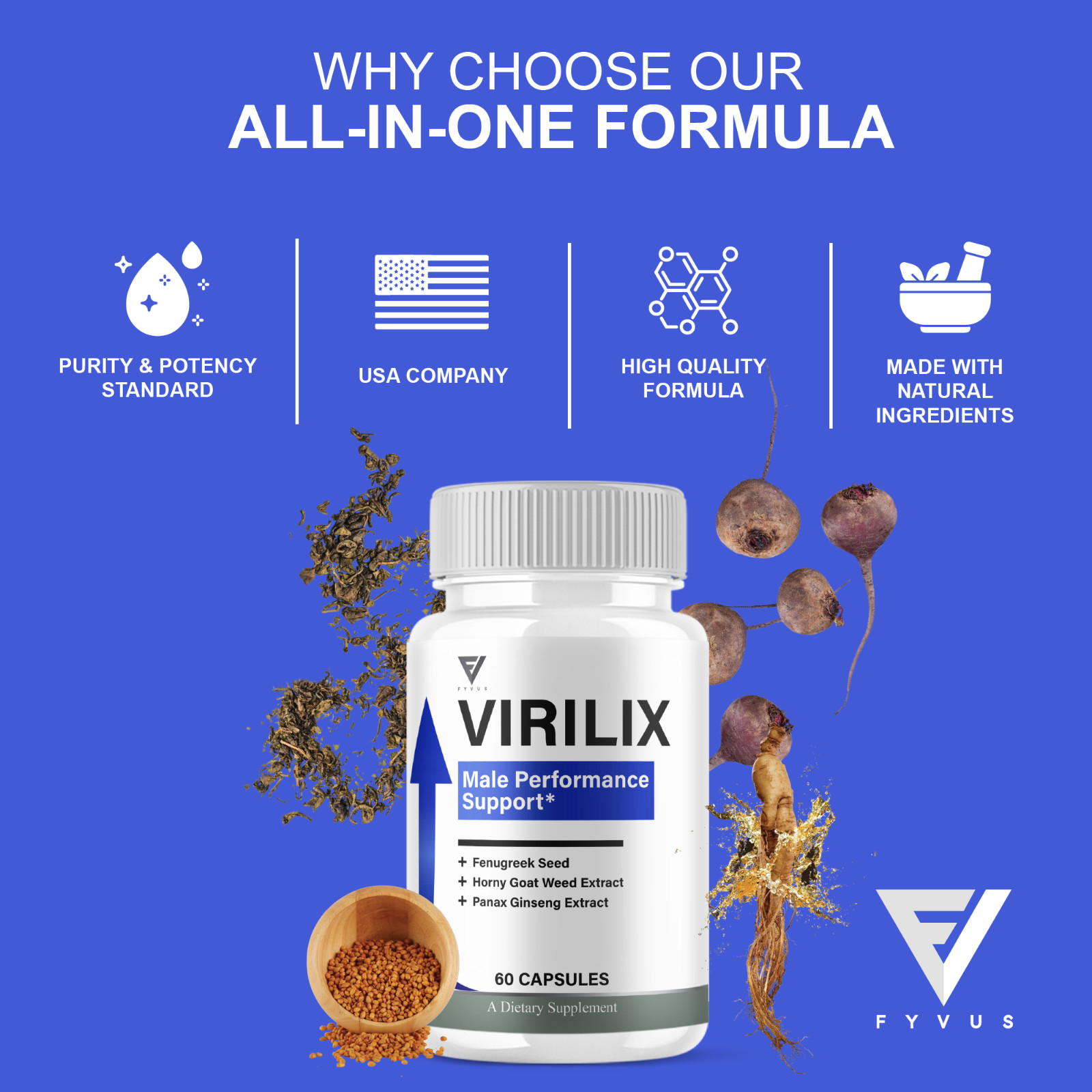 Virilix Premium Performance and Health Management Pills (60 Capsules)