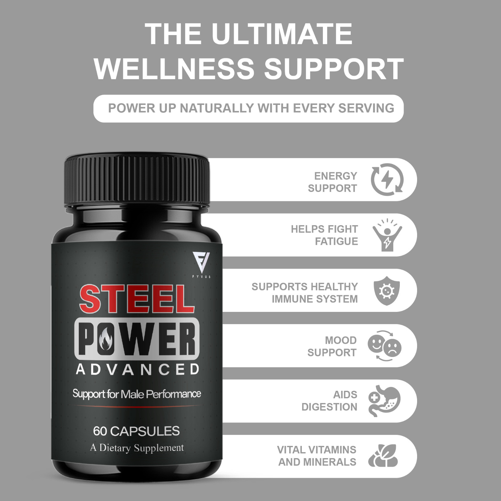 (3 Pack) Steel Power Advanced Performance Supplement, Steel Power (180 Capsules)
