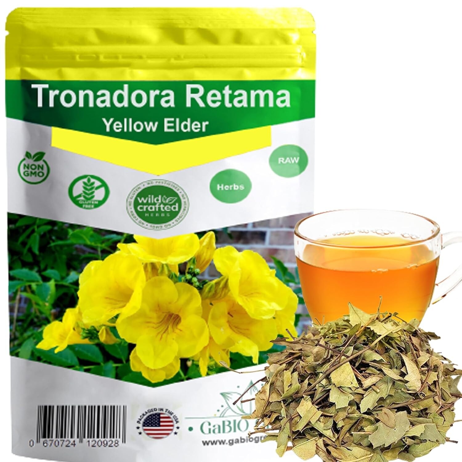Tronadora Retama, tronadora tea, yellow elder herbs, tronadora hierba Non GMo