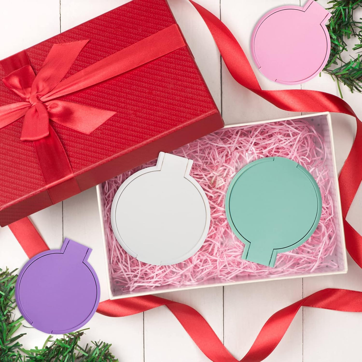 12 Pcs Mini Folding Mirror round Compact, 2.4 in Small Portable Travel Makeup Mi