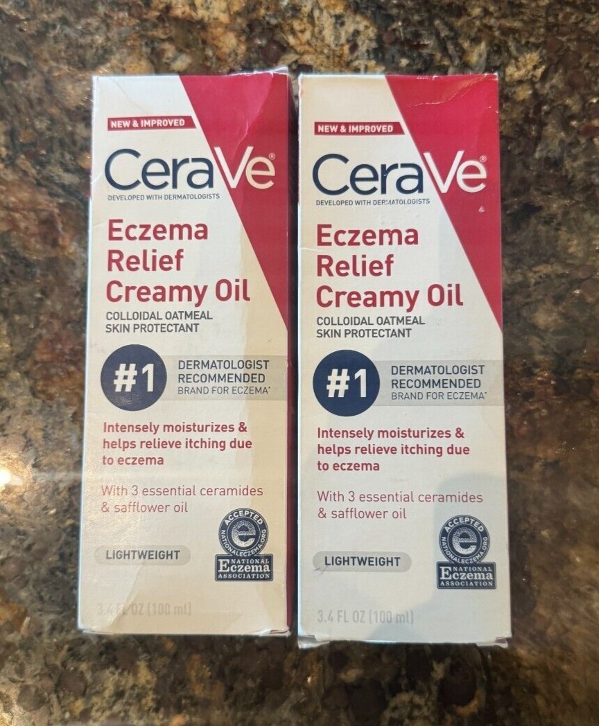 2 Pack: CeraVe Eczema Relief Creamy Oil Relieve Itching 3.4 oz EXP 12/2025+