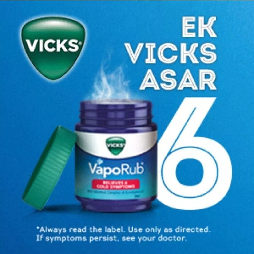 Vicks VapoRub Rub Congestion Cold Headache Relief Menthol Eucalyptus – 50 ml